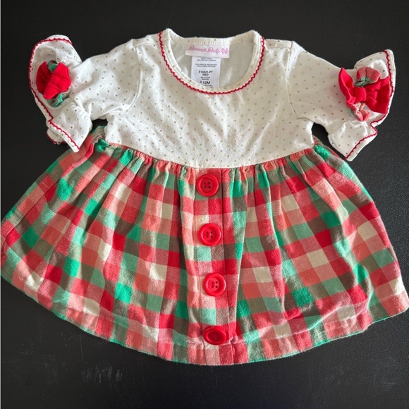 Bonnie Baby Shirt with Gold Dots and Red Trim - Picture 1 of 3